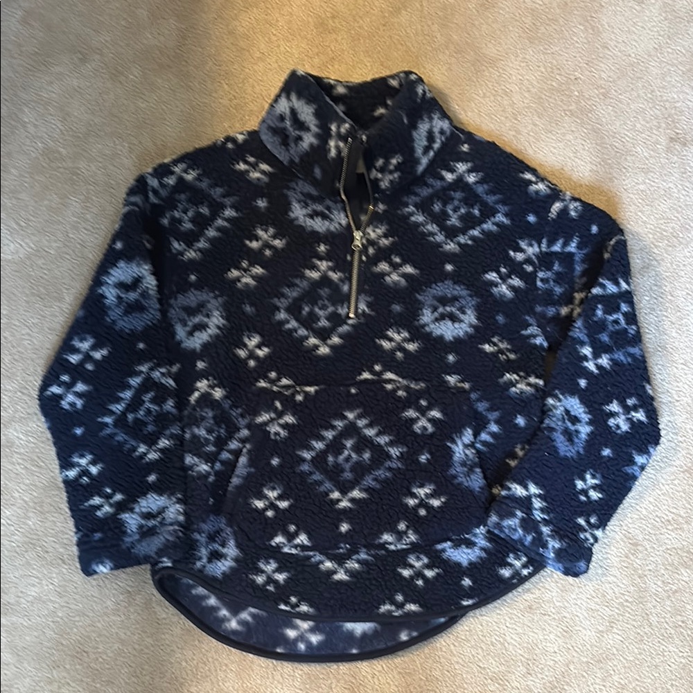 Navy Patterned quarter zip